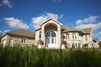 a yard in front of a house